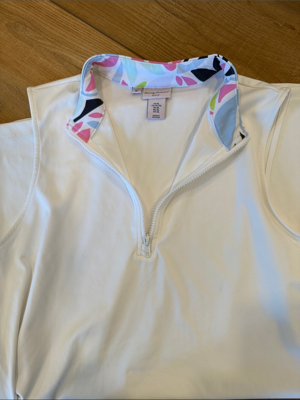 Tommy Bahama White Half-Zip Golf Dress with Floral Collar & Pockets XL - Picture 10 of 10